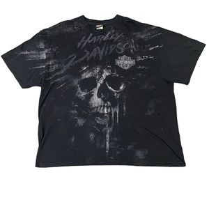 Harley Davidson T shirt Mens Size 3XL Black W/ Skull Mile High Lima Ohio